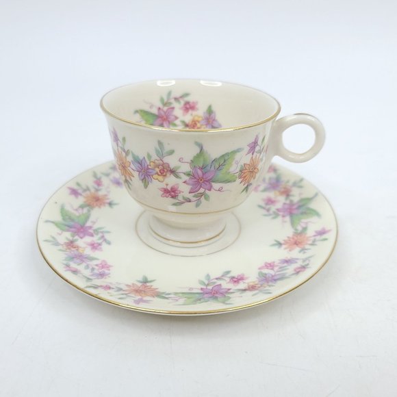4 Demitasse Mini Cup and Saucer Sets Tea Cups Floral Colonial Quail Vintage - Picture 6 of 13